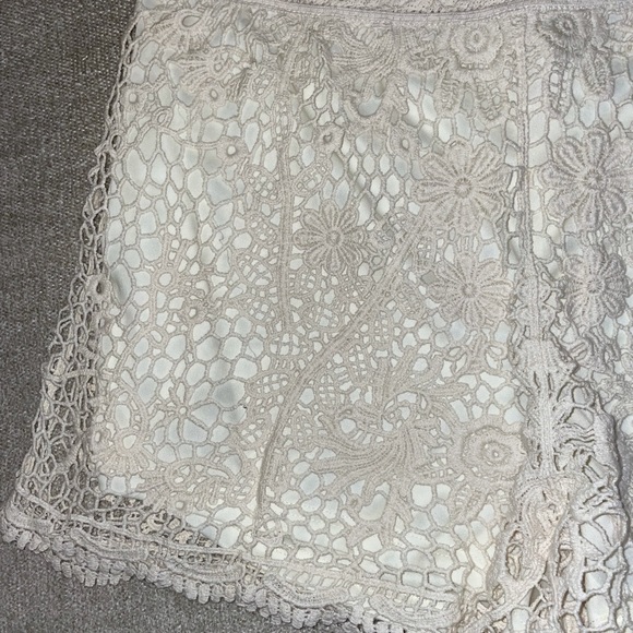 Forever21+ Ivory Floral Crochet Shorts - Picture 3 of 7